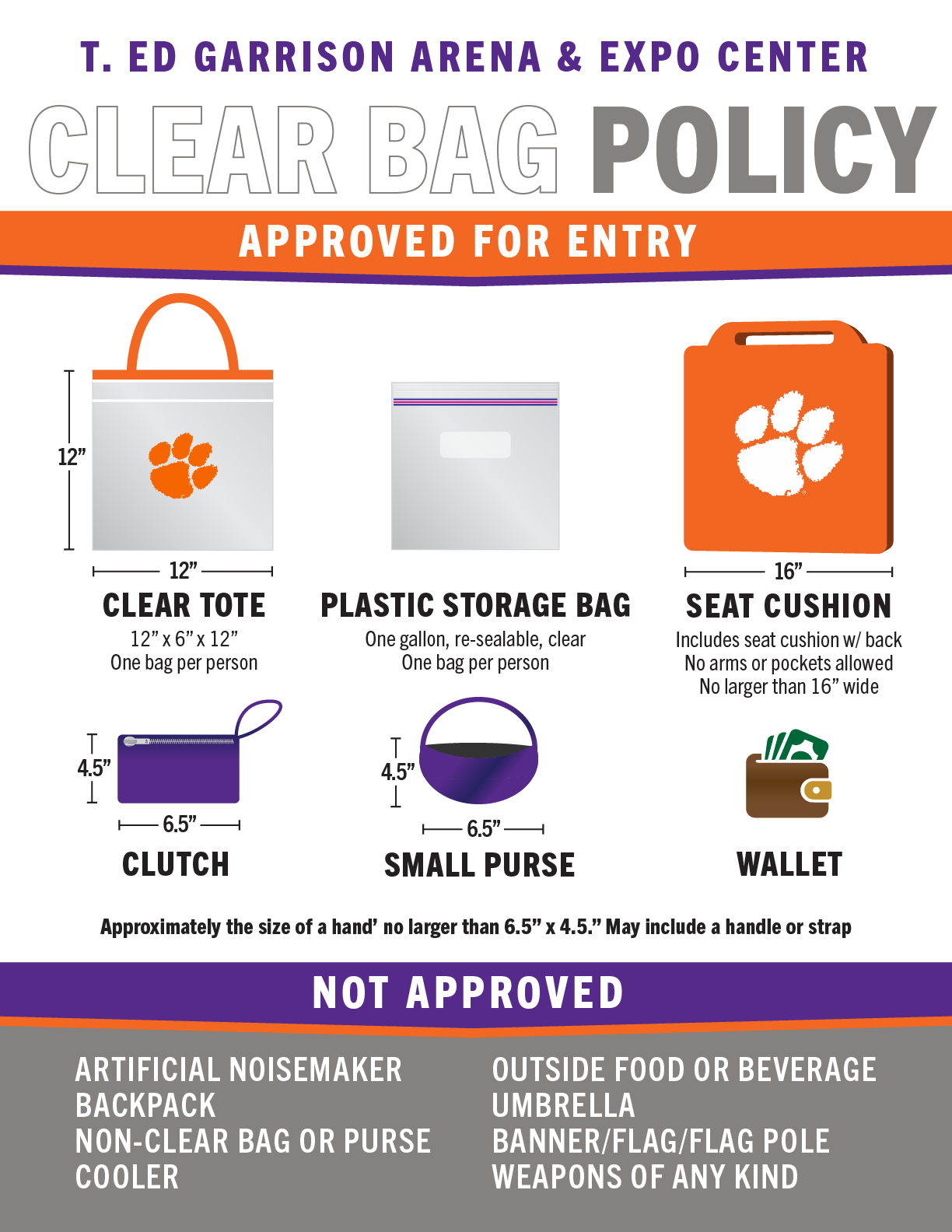 Garrison clear bag policy