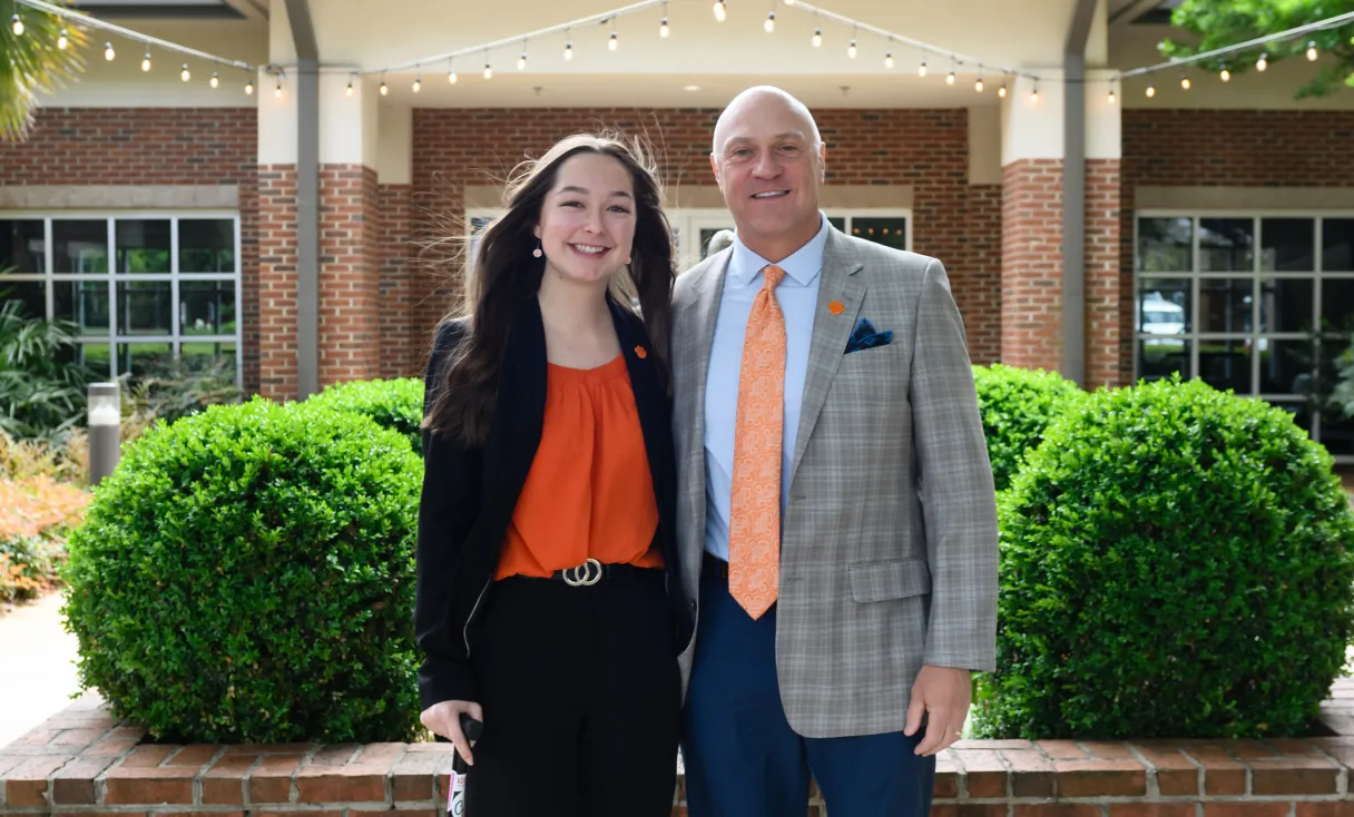 Elizabeth Caldwell and Clemson University President Jim Clements