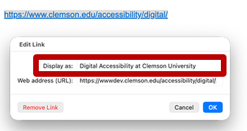 Screenshot highlighting the hyperlink dialog in Microsoft outlook for windows.