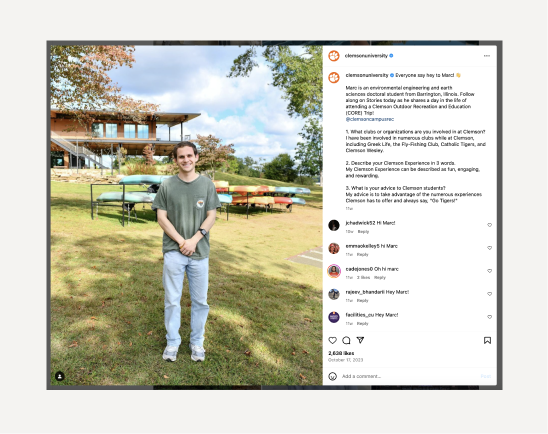 An Example of Clemson Universities Instagram Page