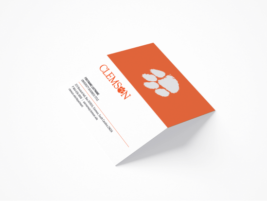 Example of the outside of a Clemson Branded Business Card