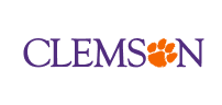 Clemson University purple wordmark logo.