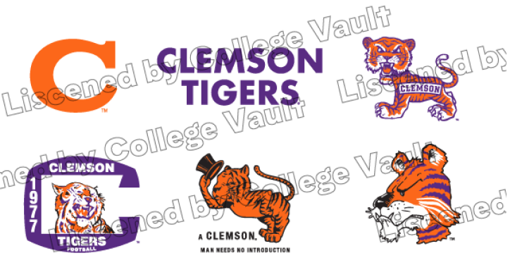 depictions of historical Clemson athletics logos 