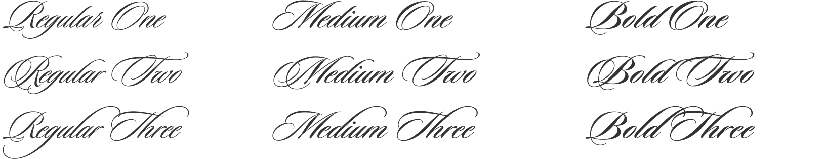 Example of Sloop Script in different font weights