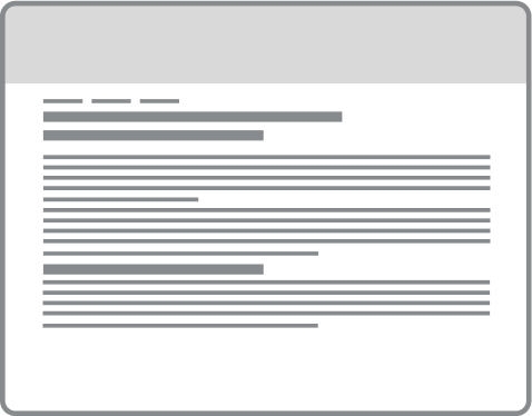  Straight lines representing paragraphs stretch the full length of a computer screen. 