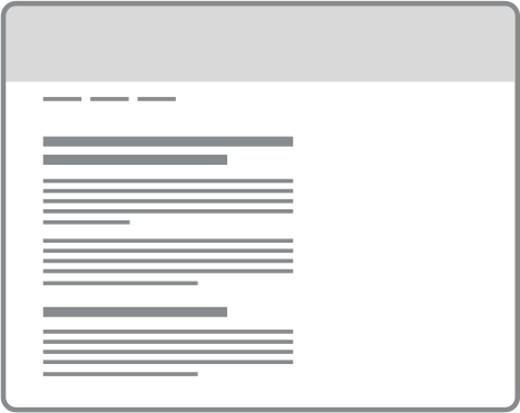 Straight lines depicting paragraphs stretch about half of a webpage's width. 