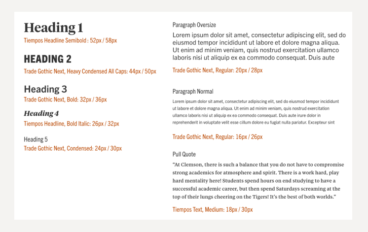 A type scale example shows the ratio of type sizes between headings and paragraph text. 