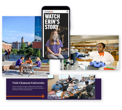 collage of images and videos used on clemson.edu webpages