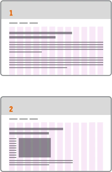 Example of improper column use in web design.