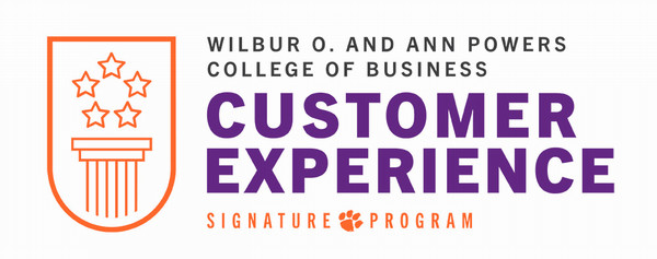 Logo for the Wilbur O. and Ann Powers College of Business, featuring the text "Customer Experience" and the phrase "Signature Program."