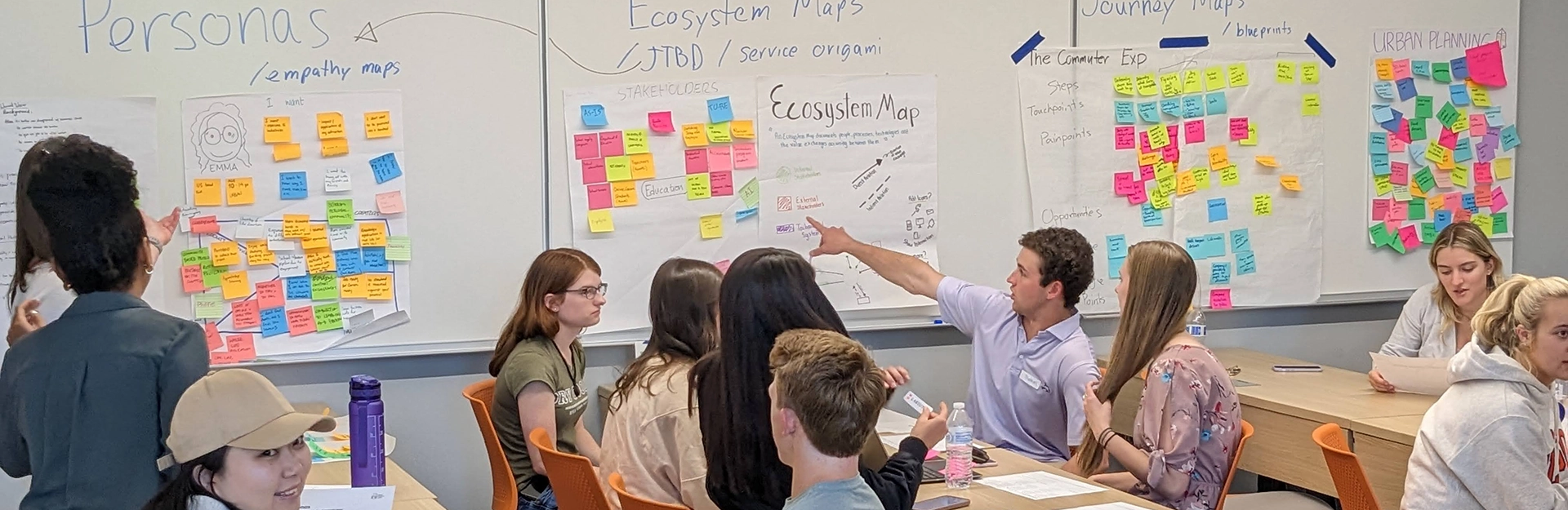 group of students working at tables