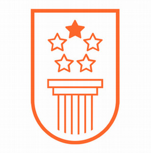 Logo featuring a shield design with five stars and a column.