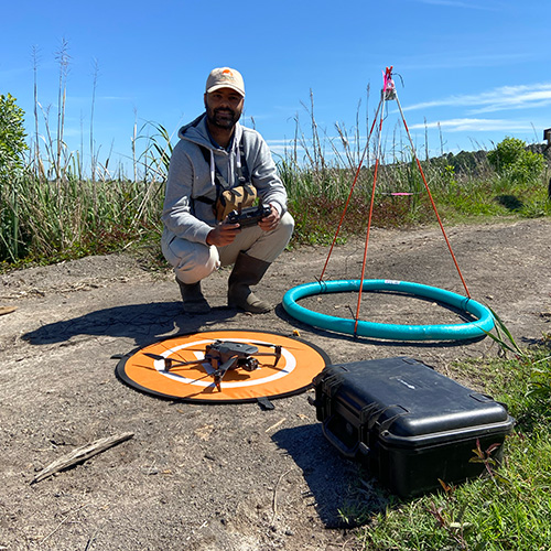 Akshit with his recording equipment