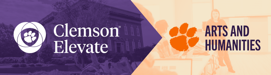 Clemson Elevate logo and College of Arts and Humanities Logo