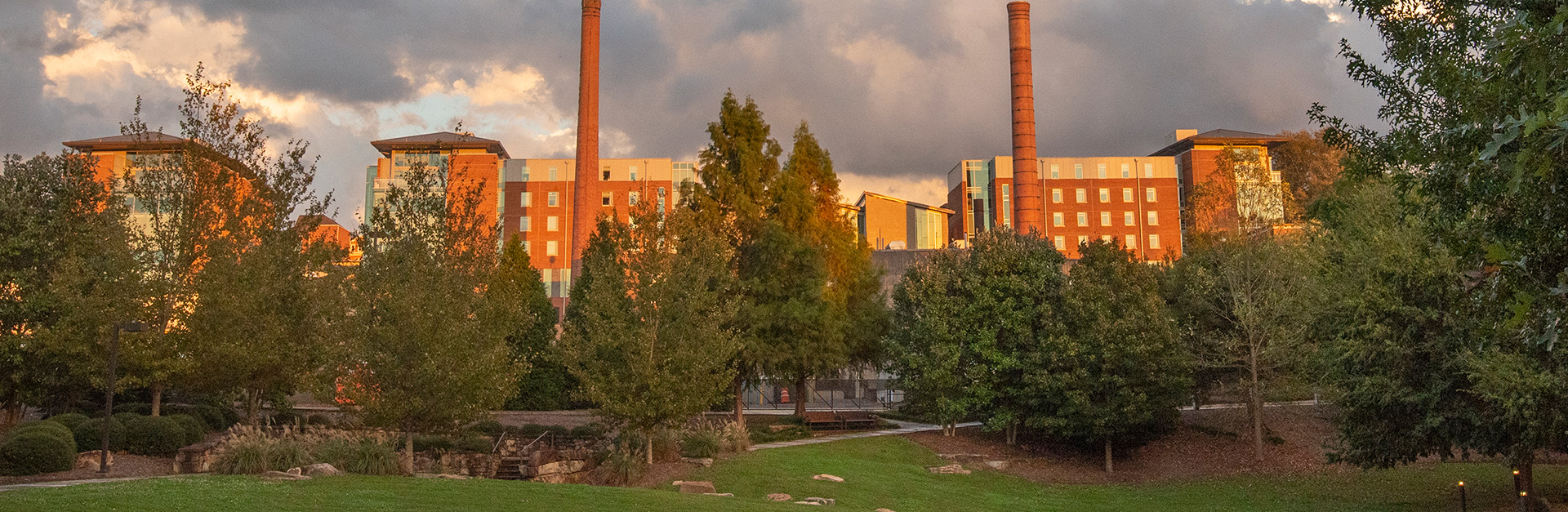 Sunset over the CORE campus buildings 