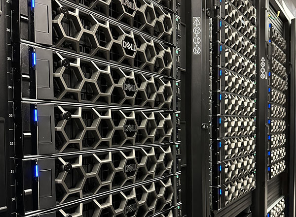 Dell servers on a server rack.