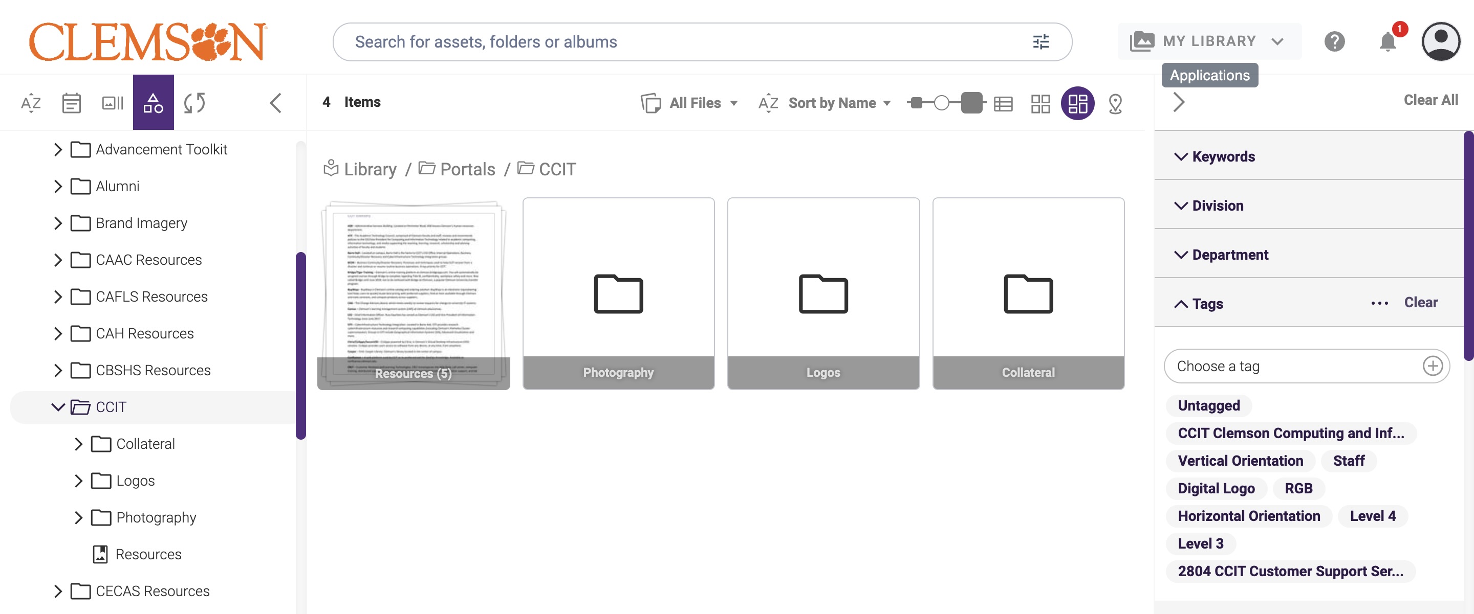 Screenshot of the Clemson CCIT Canto Portal