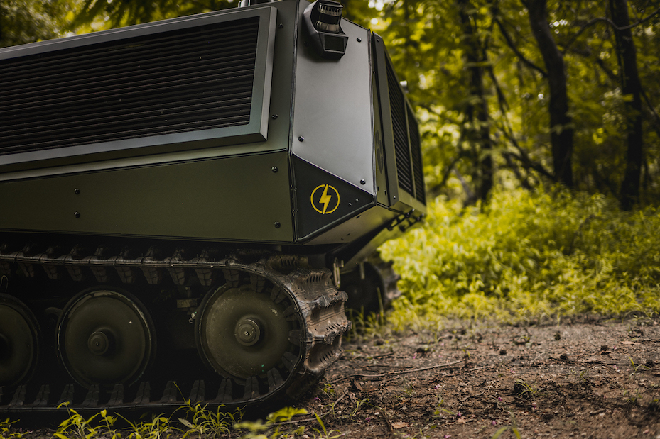 Close up shot of the rear of the DO14 tracked vehicle