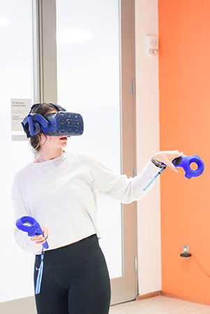 Student using VR equipment