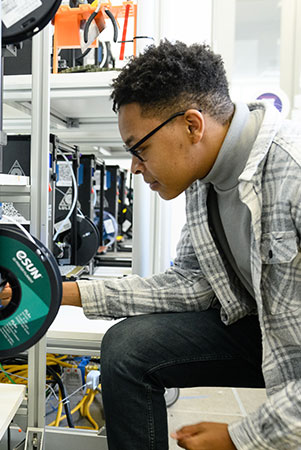 Student in Clemson Makerspace