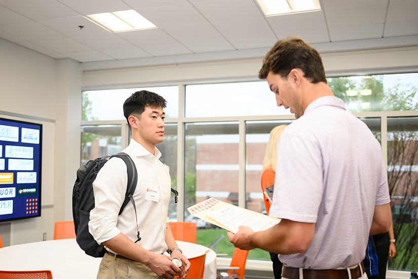 Student at networking event