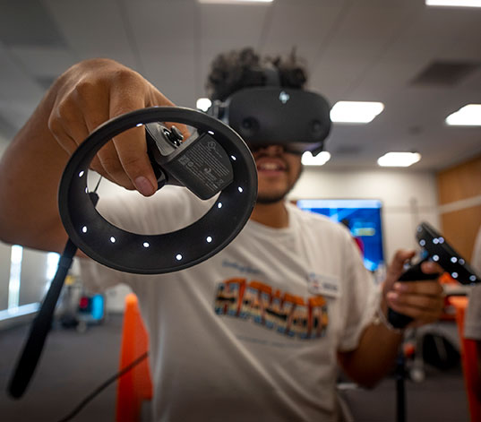 Student using VR equipment