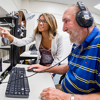 Person learning in front of a computer