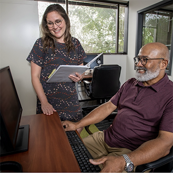 Person learning in front of a computer