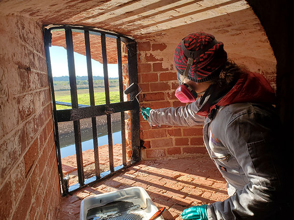 fort interior at barred window