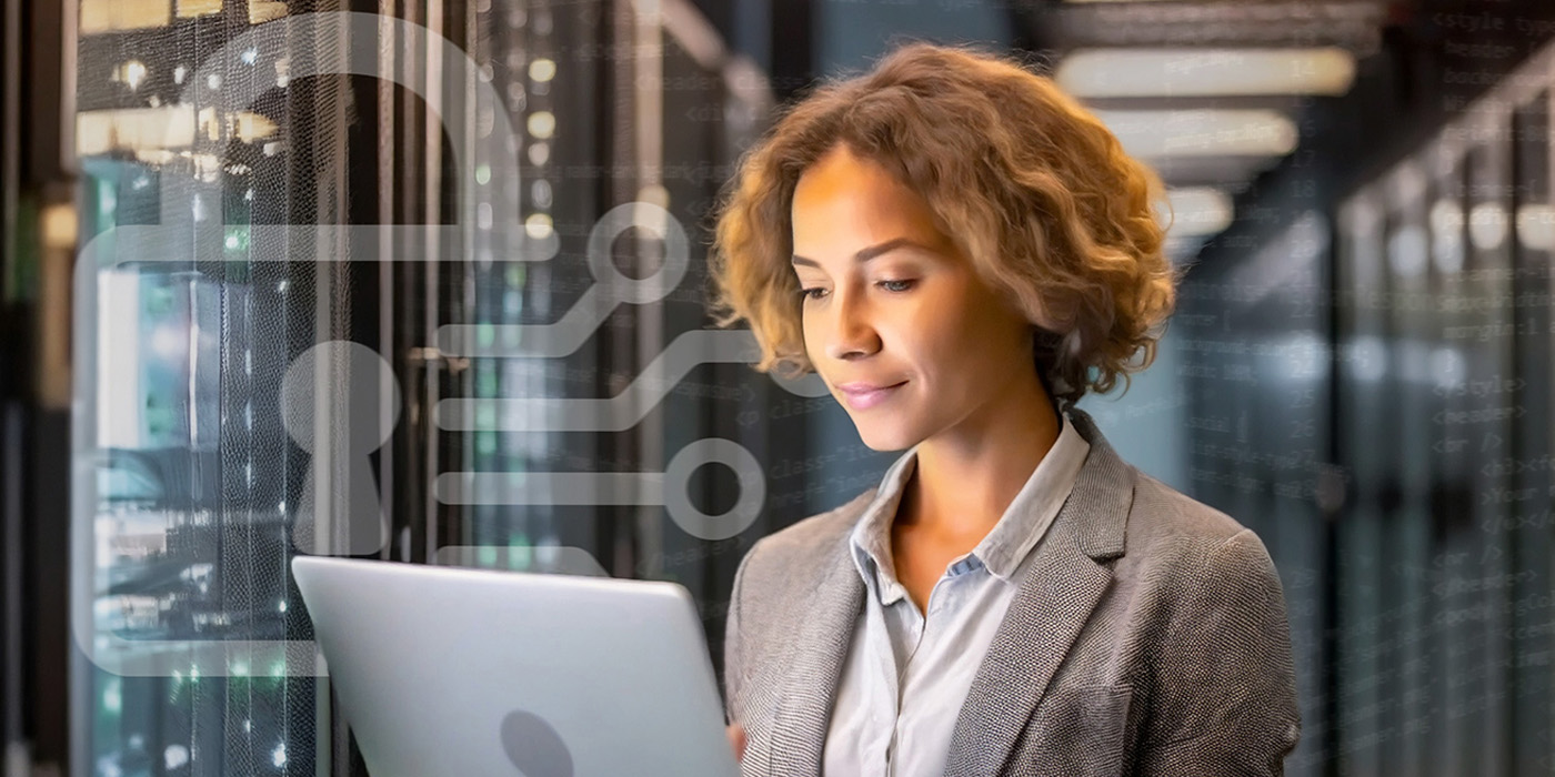 Woman working on laptop