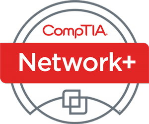 CompTIA Network+ certification logo, featuring a red banner with the text "Network+" and the CompTIA name above it.