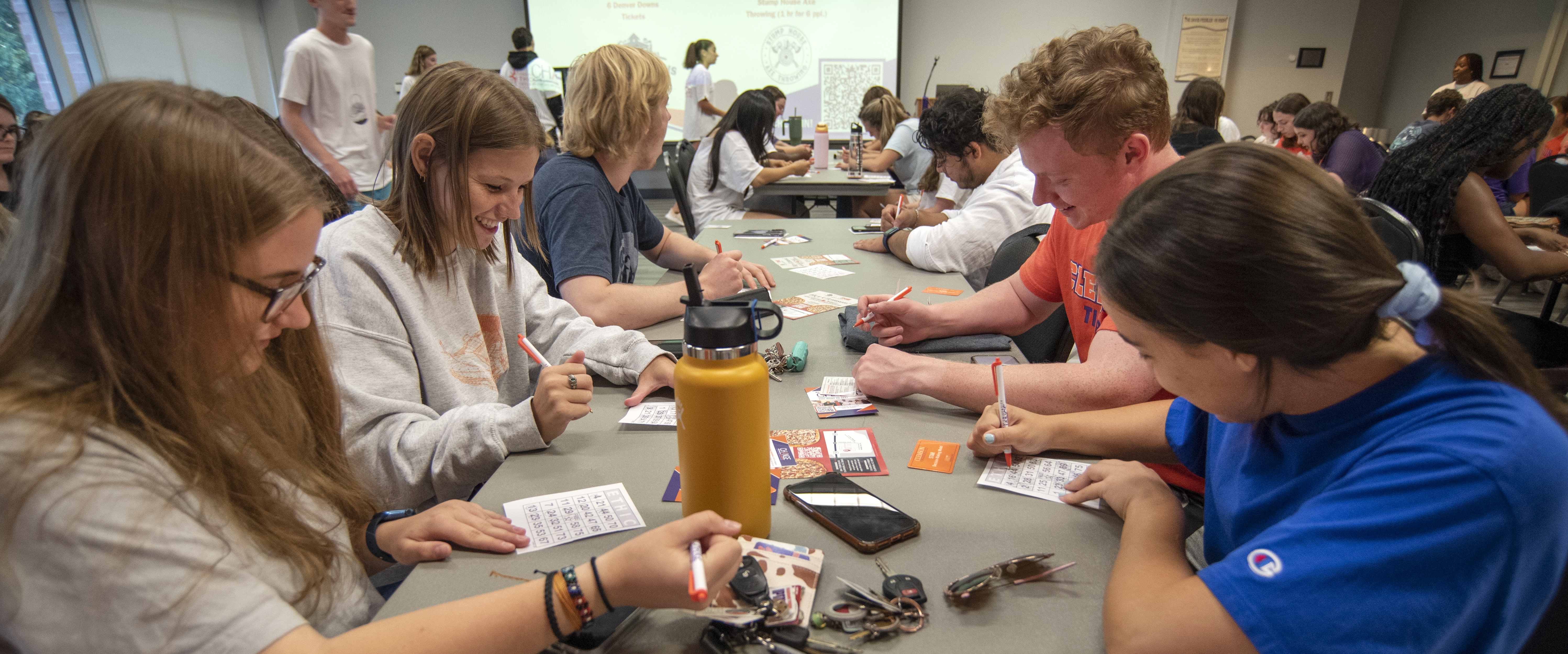 College students playing bingo