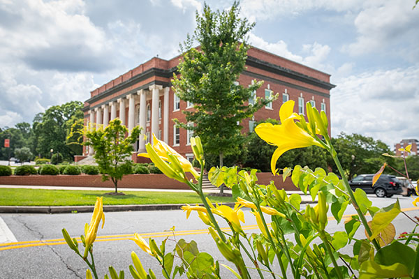A view of flowers outside of Sikes