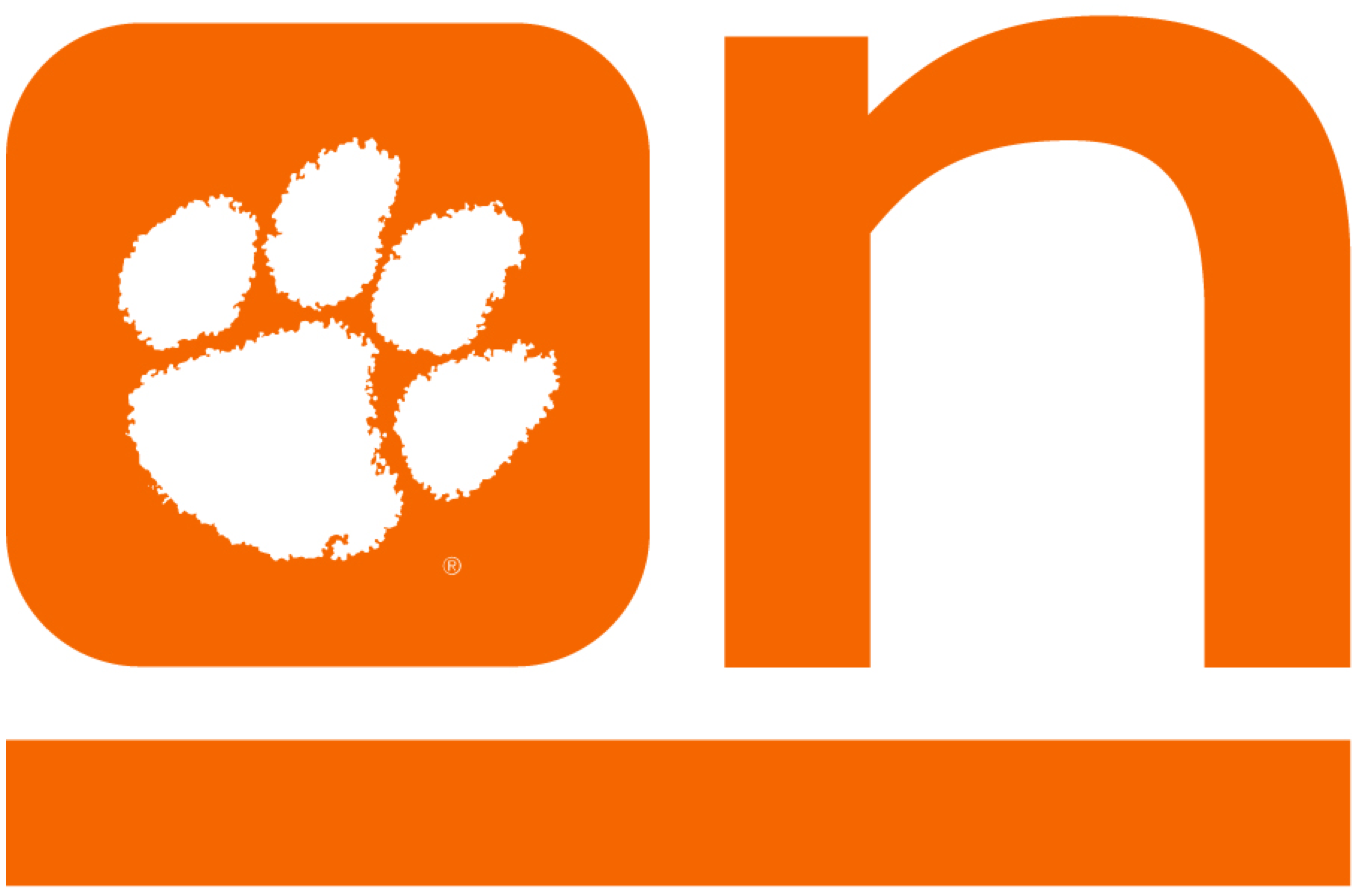 Clemson Online logo: an orange O and an orange N with the Clemson paw in the middle of the O.