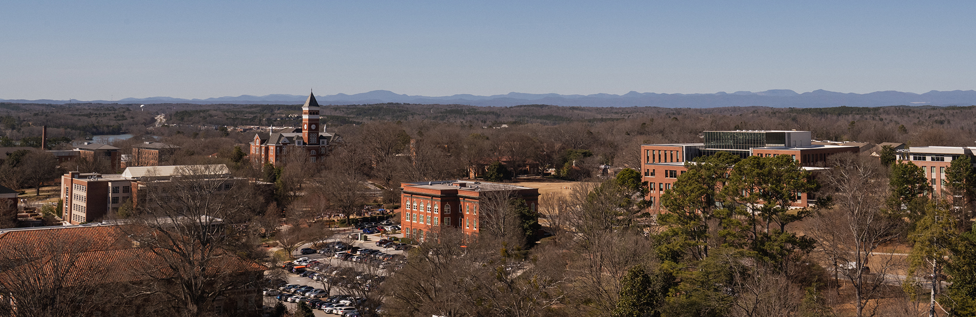 A view of the Clemson University campus from the top of one of the dorms.