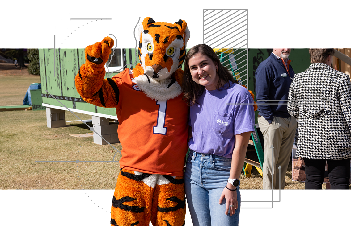 Katherine Harland with Tiger Cub at Tigerama — A Clemson Homecoming Tradition 