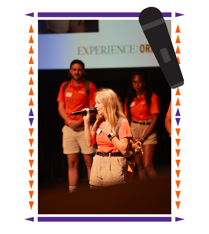 Lexi Reel-Pope addressing the audience as Clemson University Orientation Ambassador