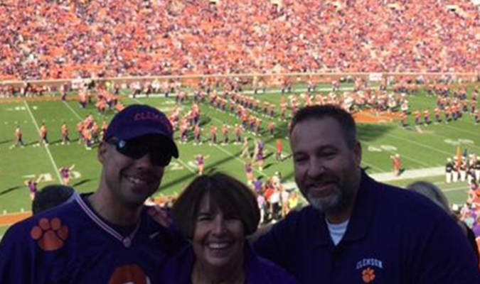 Mike M. Smalley at Memorial Stadium Clemson with his Family