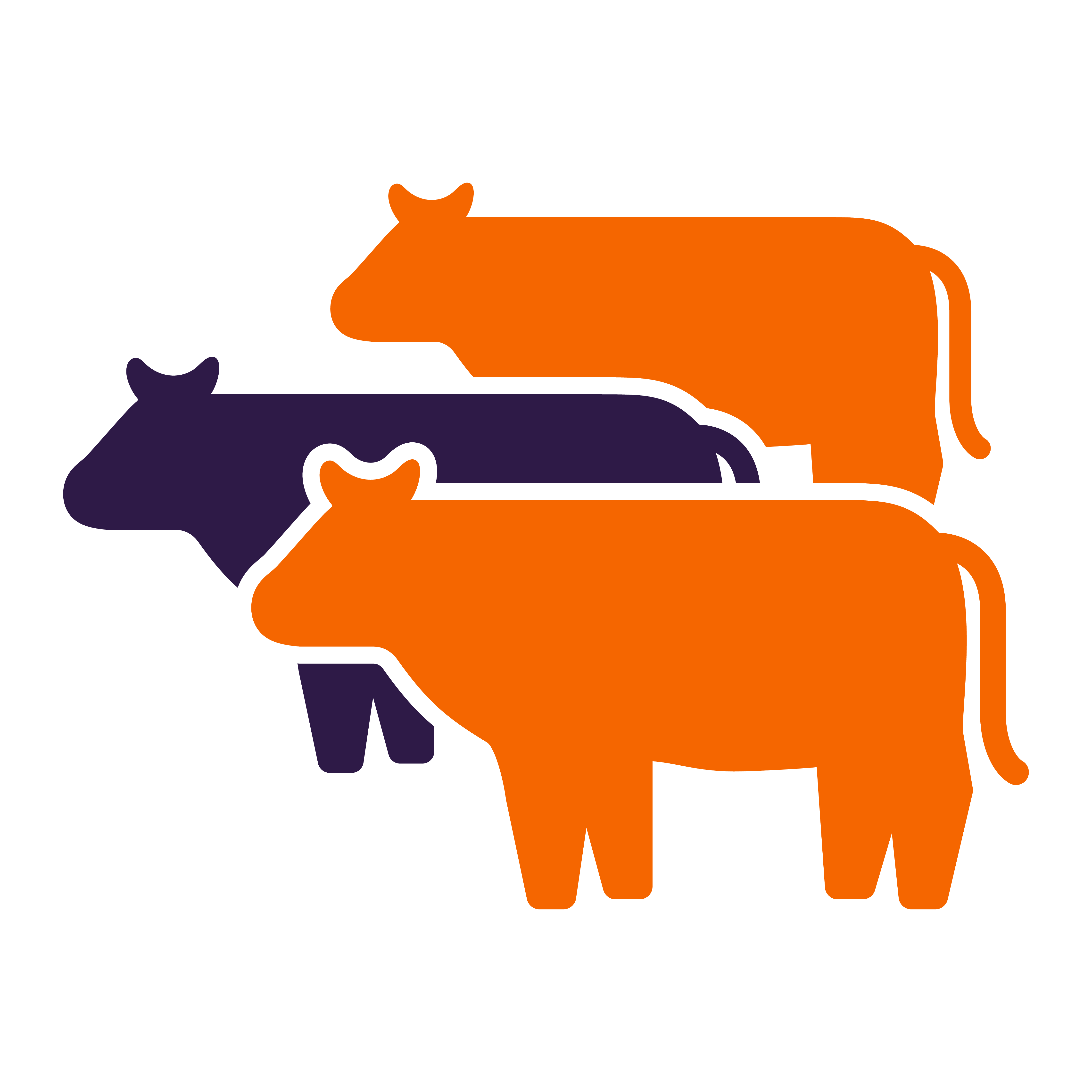 Icon of a group of 3 cows.