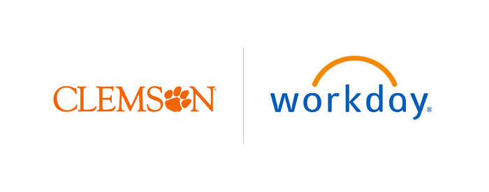 Clemson logo alongside Workday logo